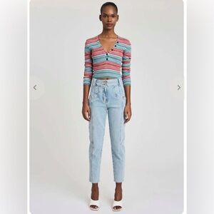 DEREK LAM 10 CROSBY Milana Ribbed Stripe Crop Top | Small